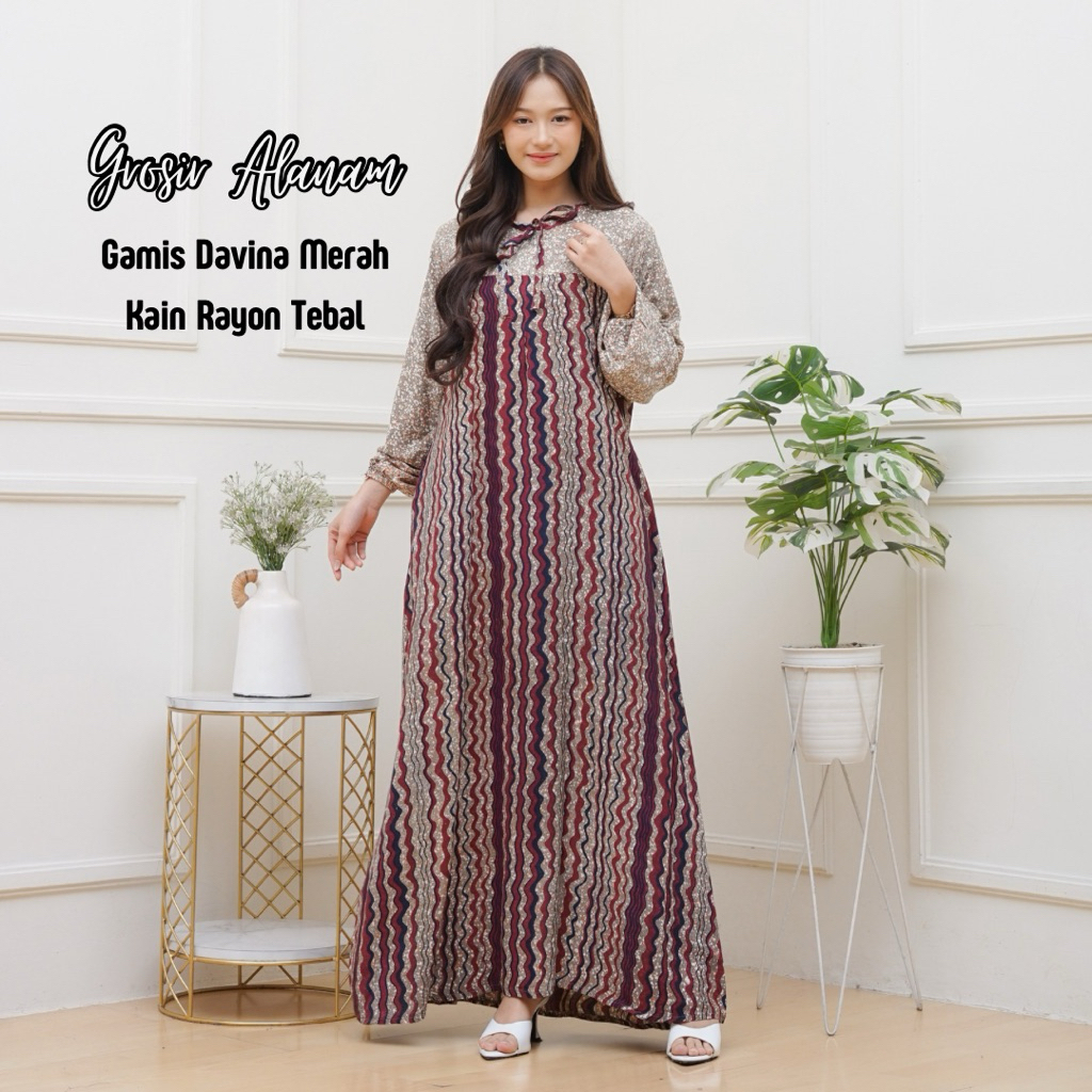 GAMIS NUNA - GAMIS RAYON KAIN TEBAL BATIK MOTIF KEKINIAN BUSUI FRIENDLY BAHAN HALUS ADEM