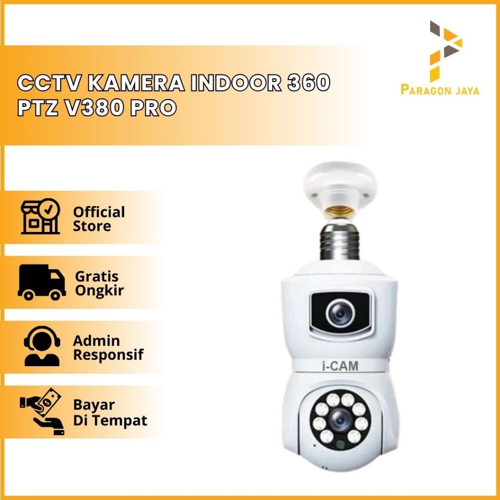 (PARAGONJAYA) Cctv Lampu CCTV Bohlam 8MP Dual Lens IP Camera WiFi CCTV Kamera Indoor 360 PTZ V380 pr
