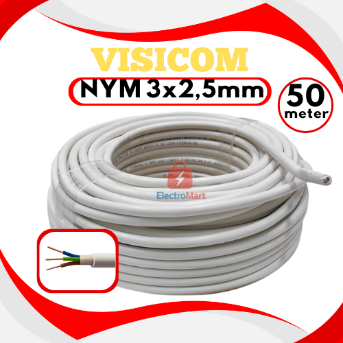 Kabel Listrik Standart PLN NYM 3x2.5 VISICOM 50 Meter - KABEL NYM VISICOM 3x2,5mm 50 Meter - Kabel L