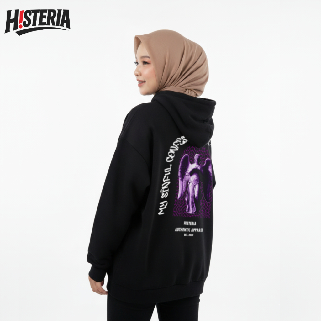 HSteria Hoodie Obsessed Hitam Fleece 270gsm Premium Unisex Oversize Streetwear