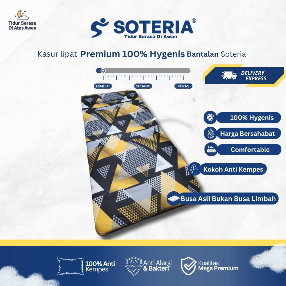 Soteria - Kasur Lipat Dengan Bantalan / Kasur Lipet Roll Gulung Busa Super Anti Kempes Garansi 5 Tah