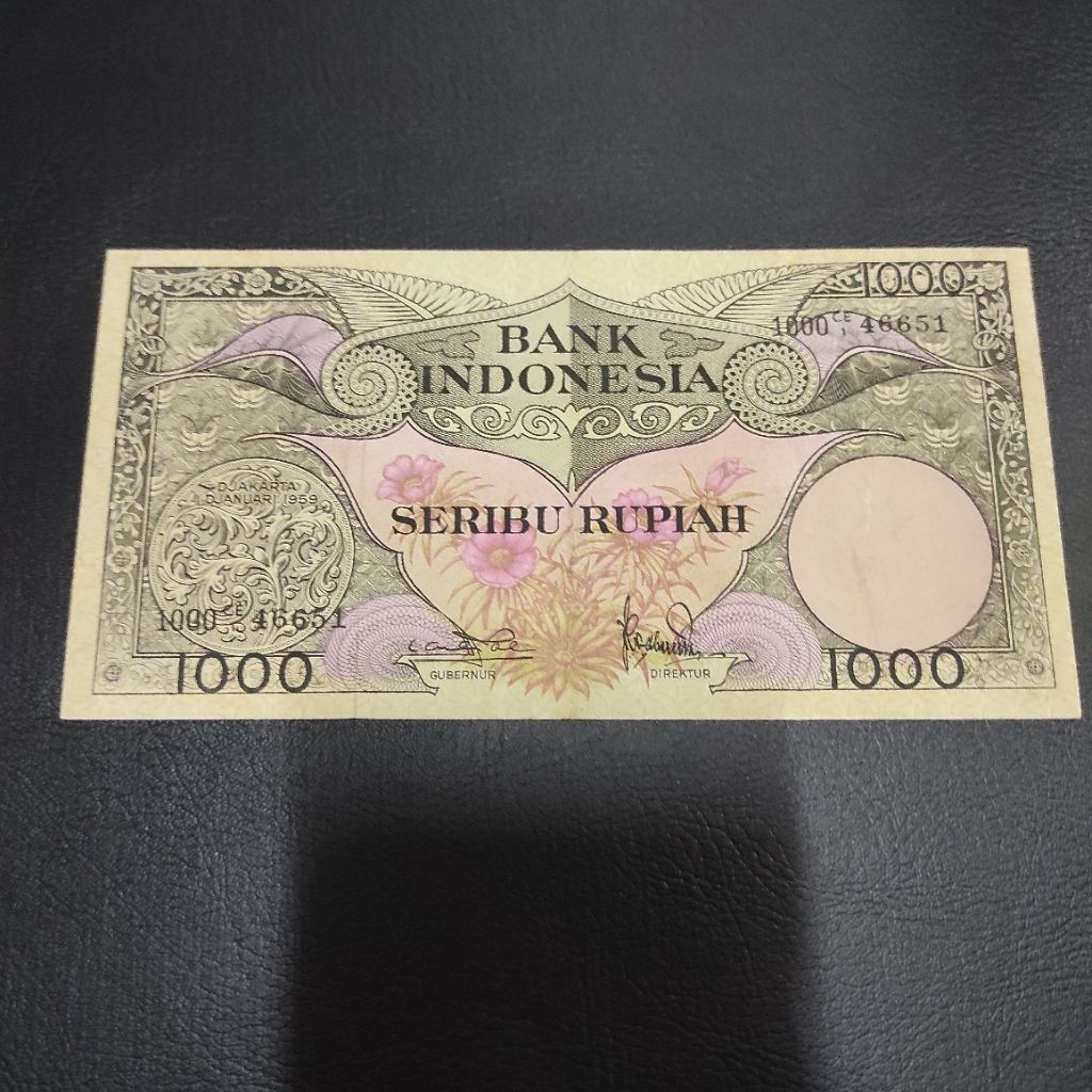 1000 rupiah Seri Bunga tahun 1959 AUNC