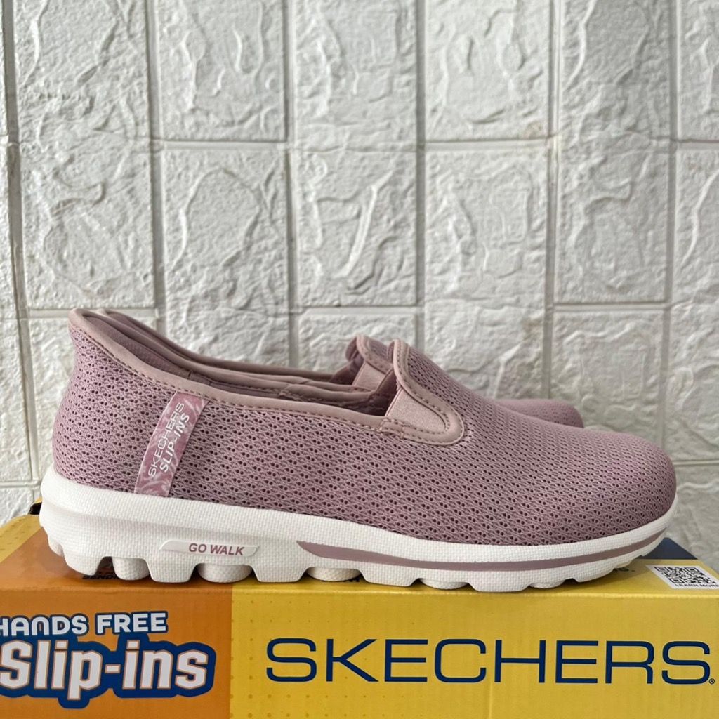 ONLY SIZE 37,5 SEPATU SKECHERS WANITA SKECHERS GO WALK TRAVEL KIANA 124770 MAUVE SNEAKER SLIP ON NYA