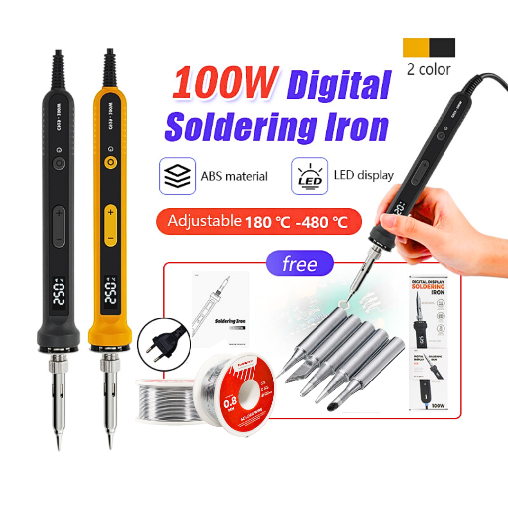 MALL ANENG Solder Listrik Digital LCD + timah set lengkap 100 Watt Adjustable Temperature