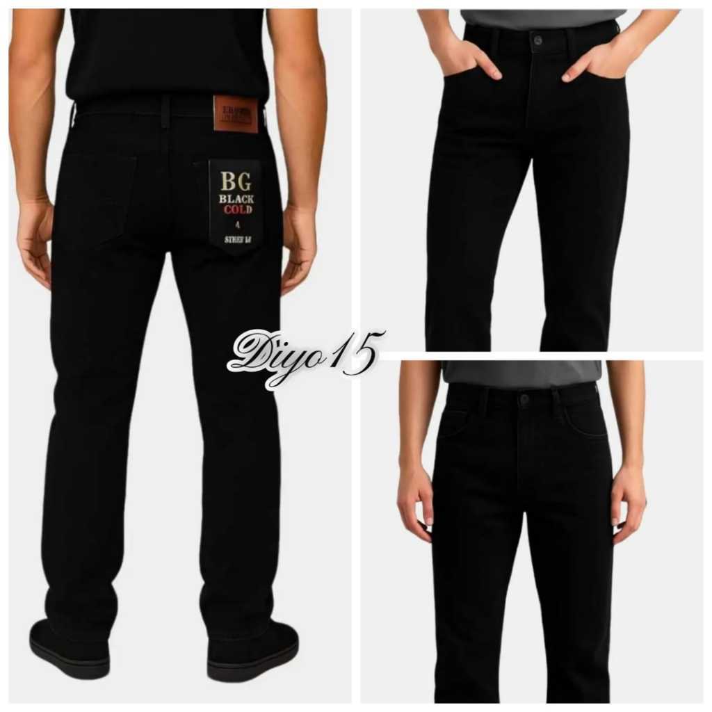 Celana Jeans Pria Bgold  Original Straight Cut | Bahan Tebal Premium | Warna  Black