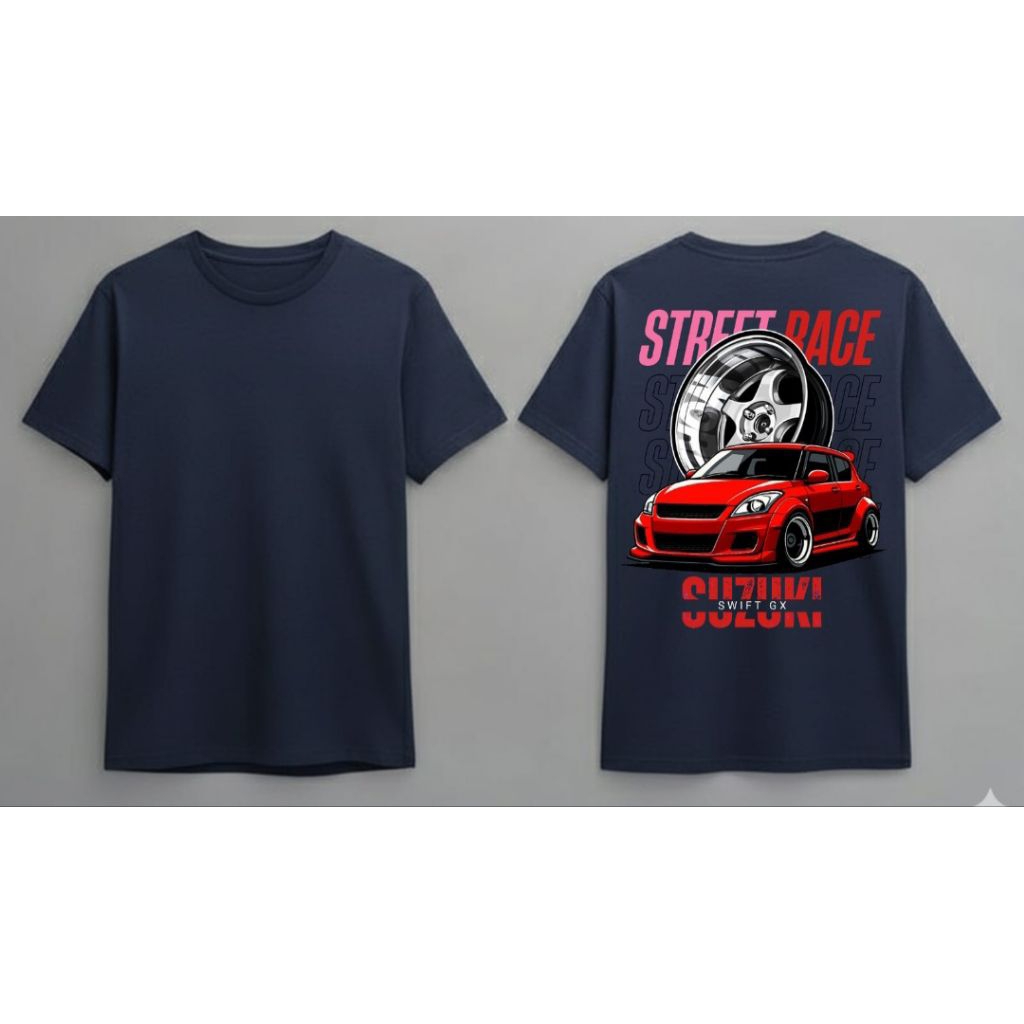 Kaos Pria Premium Animasi Mobil Suzuki Swift