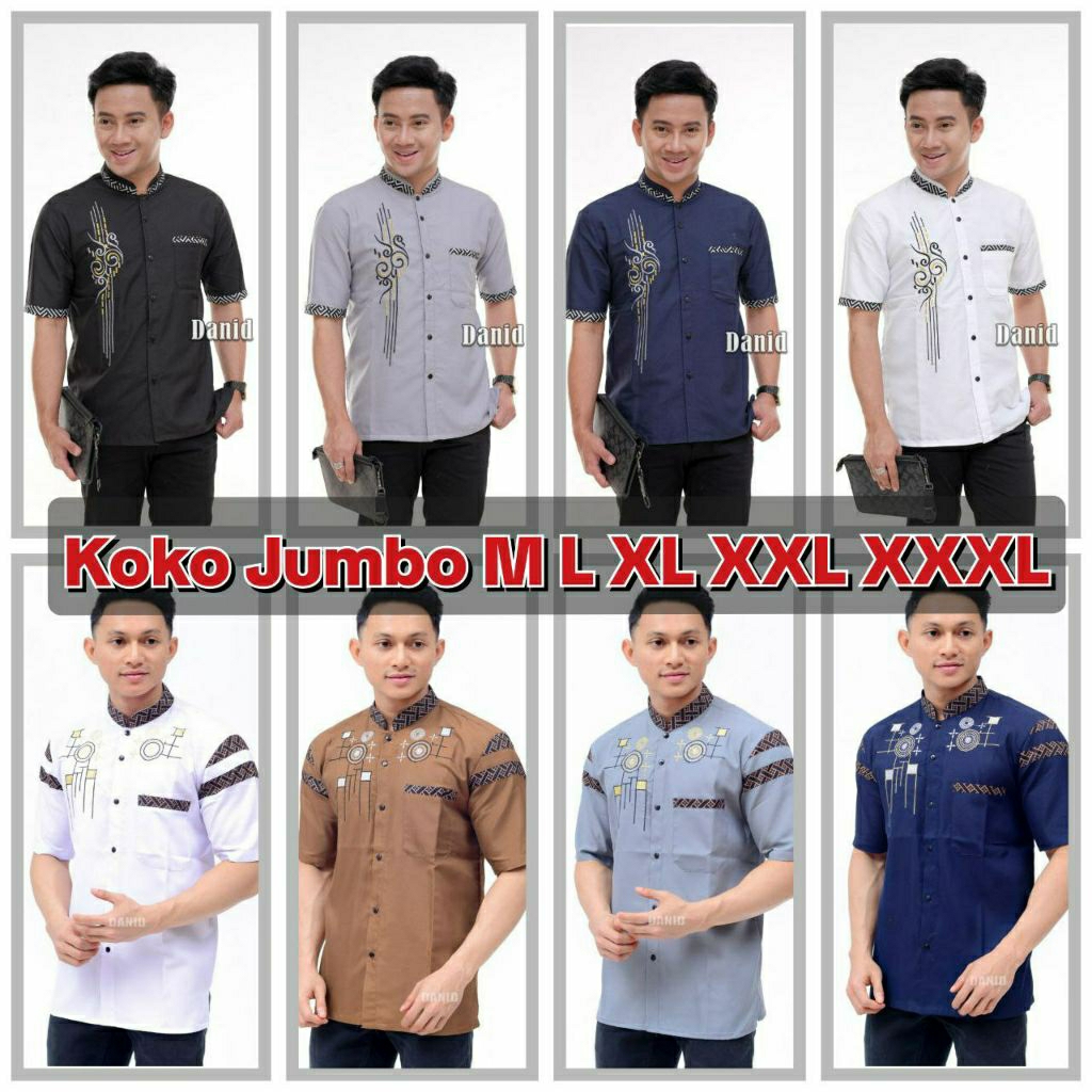 Baju Koko Modern Pria Jumbo Premium Lengan Pendek Terbaru