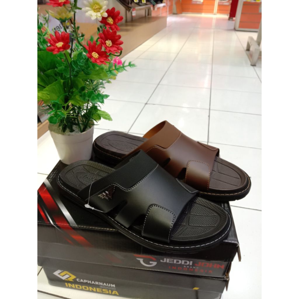 Jeddi john sandal selop pria/remaja laki laki verdy hitam&coklat