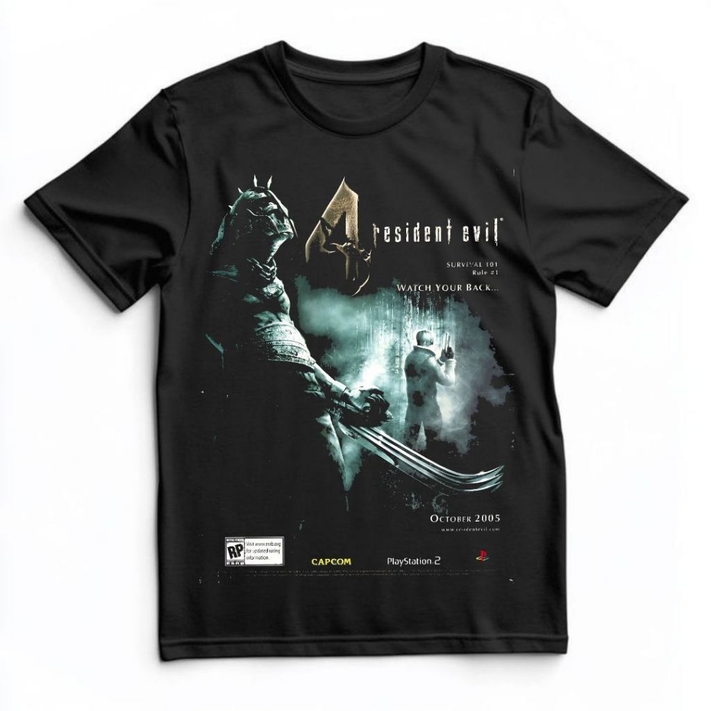 Kaos Resident Evil 4 | Hitam | Black | Kaos Reguler | Vintage | Atasan | Kaos Game