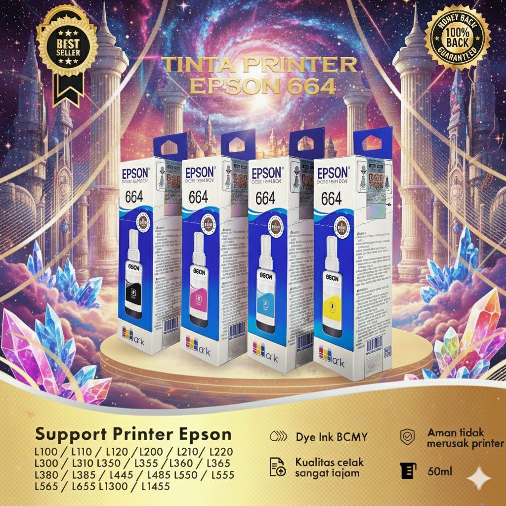 Paket 1 Set Tinta Epson 664 Original Untuk Epson L- Series [L100 L110 L120