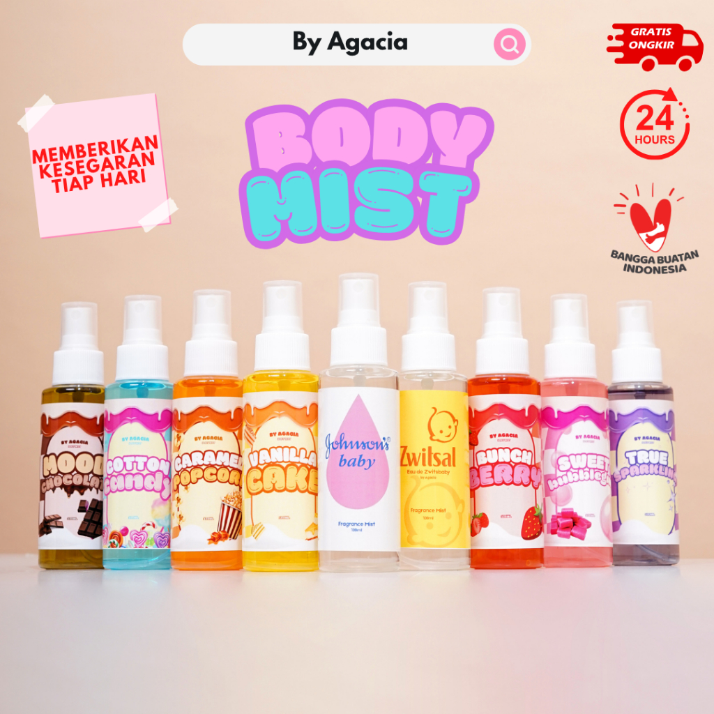PARFUM BODY MIST BY AGACIA 100 ML - Parfume Tahan Lama Pria Wanita Unisex / Minyak Wangi / Body Mis 