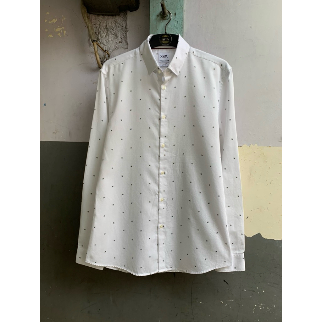 kemeja pria zara motif lengan panjang preloved