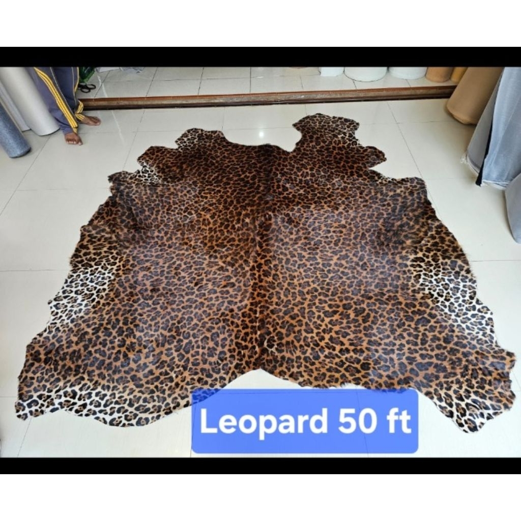 Karpet Bulu Sapi asli Premium Grade AA motif leopard