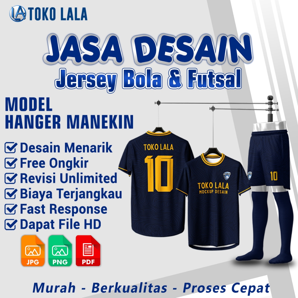 JASA DESAIN JERSEY BOLA & FUTSAL, MODEL DESAIN JERSEY HANGER & MANEKIN