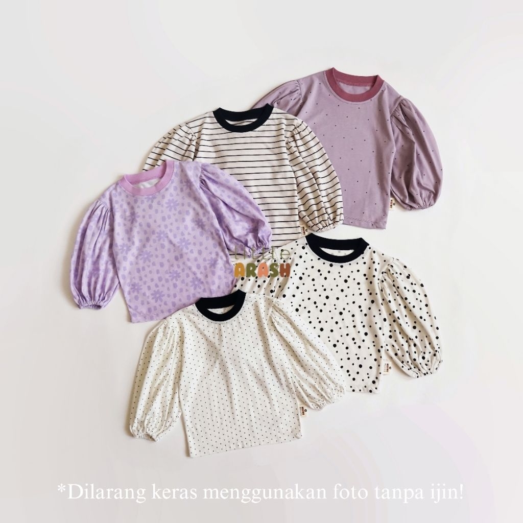 Little Arash | BICCI Blouse | Blouse anak motif | Kaos lengan balon anak | Kaos anak perempuan
