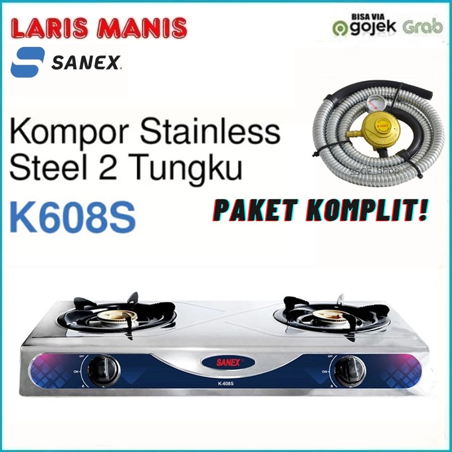 Paket Hemat Kompor 2 Tungku Sanex Anti Karat