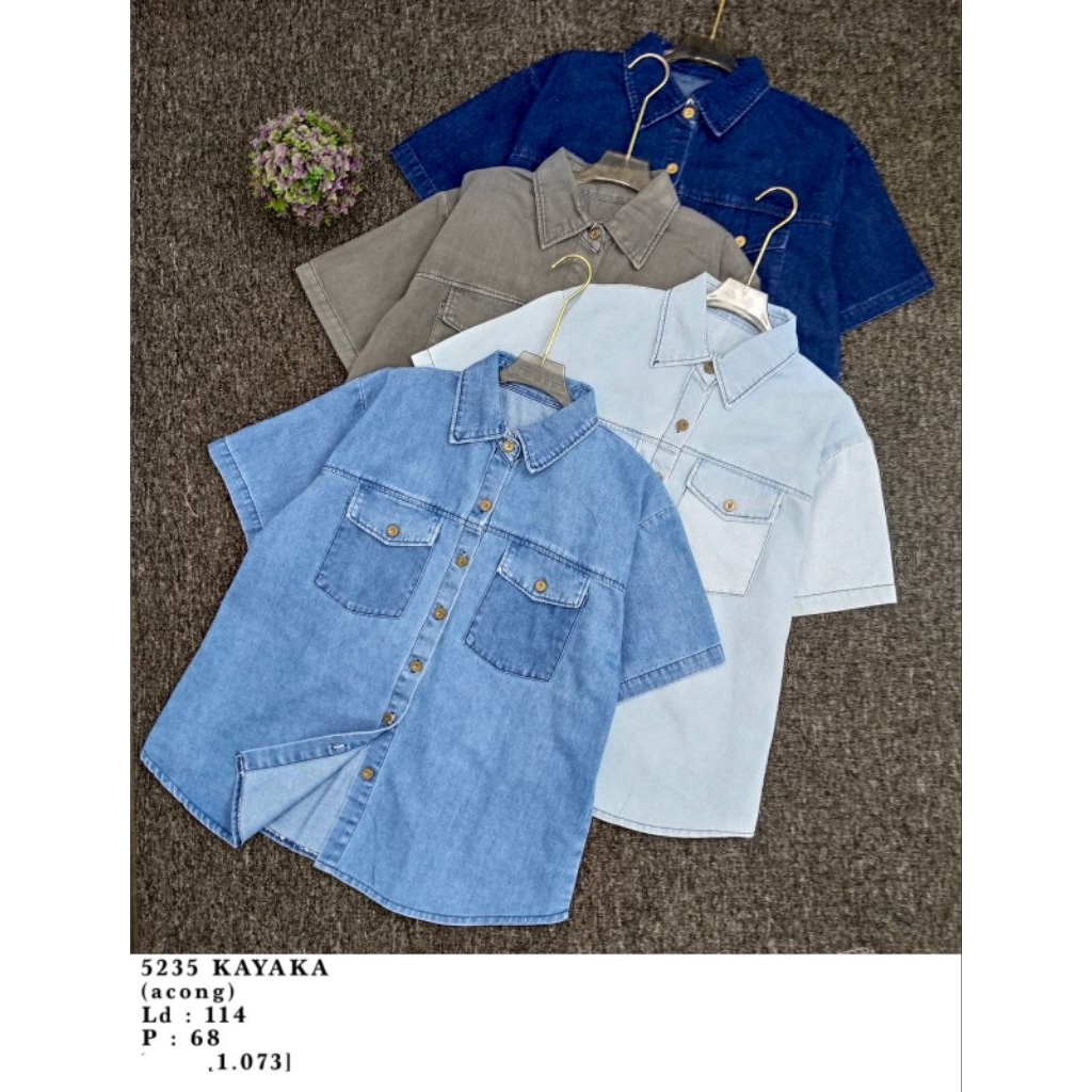 Kemeja Jeans Wanita Lengan Pendek