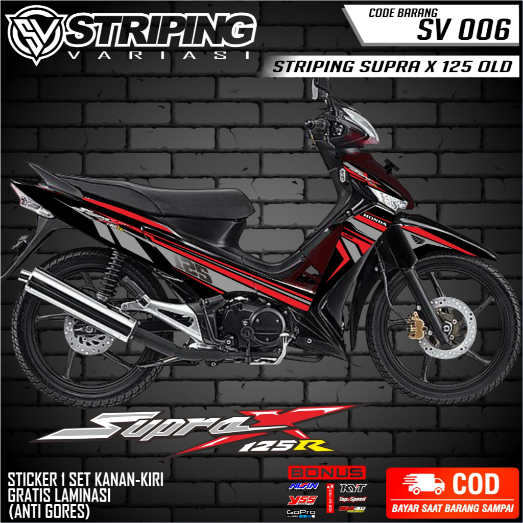 STRIPING SUPRA X 125 [ SV 006 ] STICKER VARIASI  SUPRA X 125 TAHUN 2005-2014 BERAGAM MENARIK 006