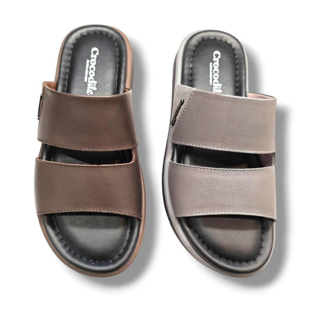 Crocodile CS 9915 Sandal Kulit Pria Warna Coffee Dan Grey