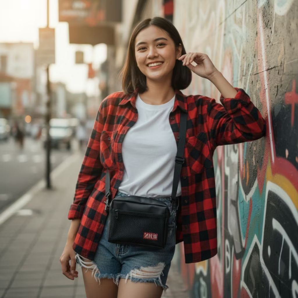 ZKS Tas Selempang Pria Waterproof/Anti Air Hitam