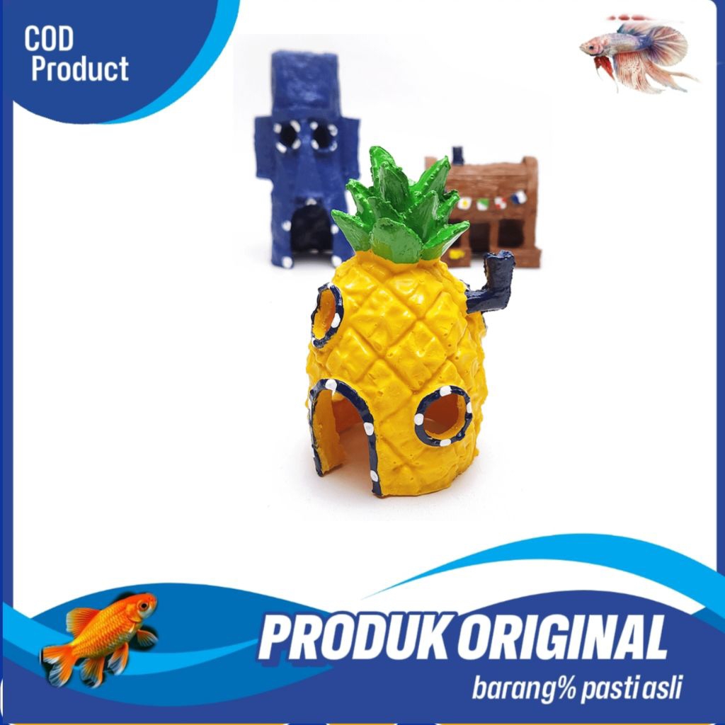 Dekorasi Simulasi Akuarium Mini Dekorasi SpongeBob Pineapple House Squidward Pulau Paskah Gerobak Ta
