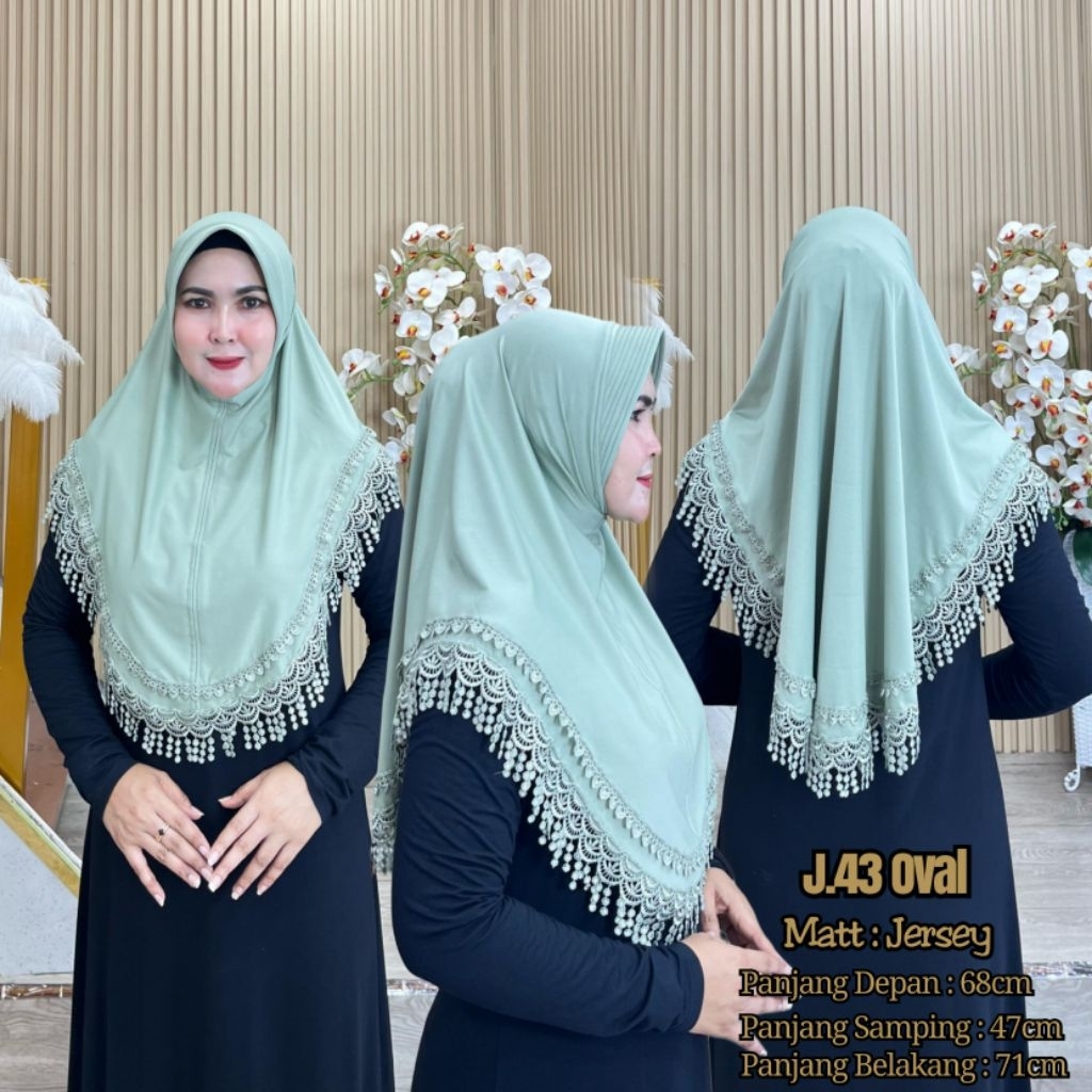 AJE ZAS - J.43 Oval Hijab Daily Hijab Instan Ped Busa Belah Jersey
