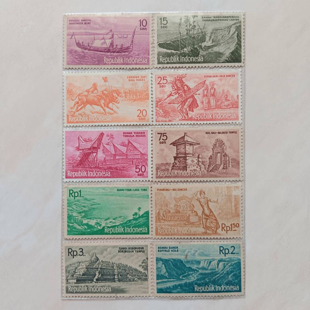 (AB) Perangko Indonesia 1961 Pariwisata Set Lengkap 10 pcs Mint