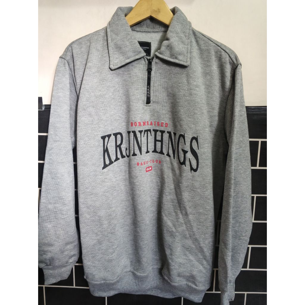 jaket half zipper karung jantan preloved