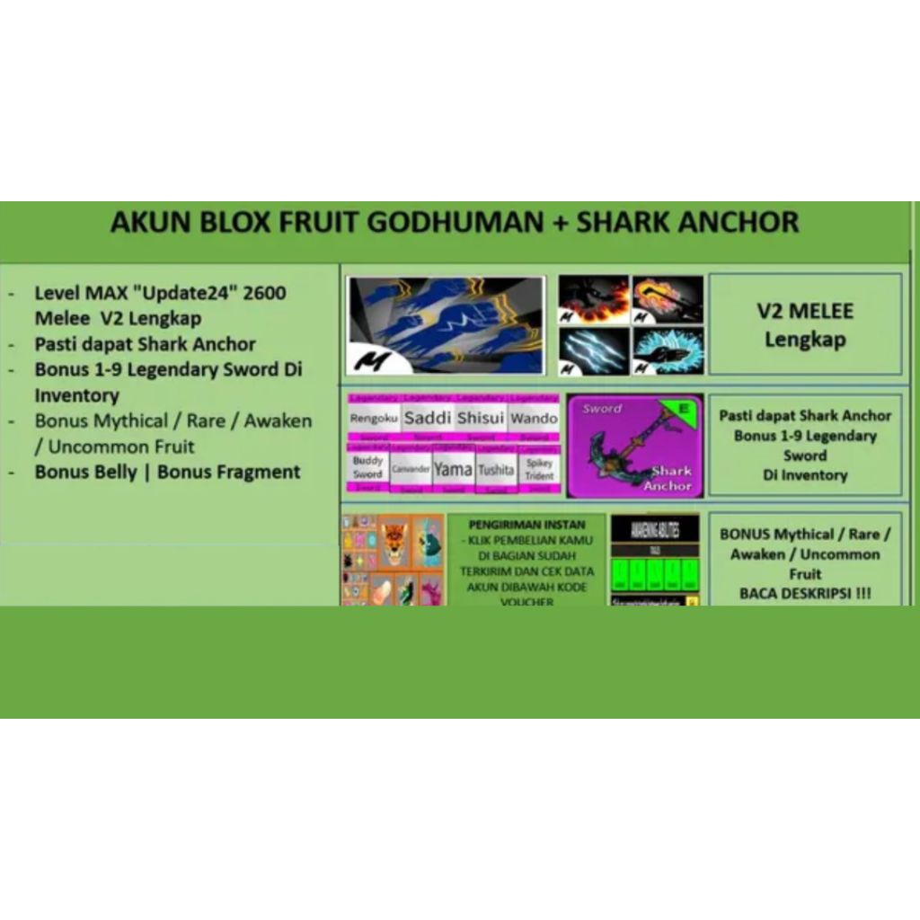 Akun Blox Fruit Murah {Shark Anchor}
