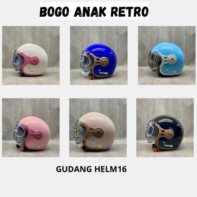 HELM BOGO PILOT ANAK SNI BIPPLAST LUNAR KIDS KACA PILOT - HELM BOGO ANAK TERBARU