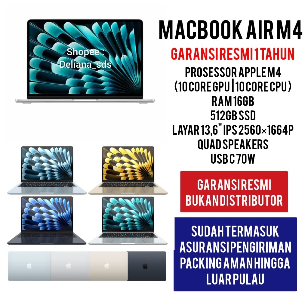 Macbook Air M4 13" 16/512 Garansi 1 Tahun Macbok Air M4 13 16/512 Macbook Air M4 16/512