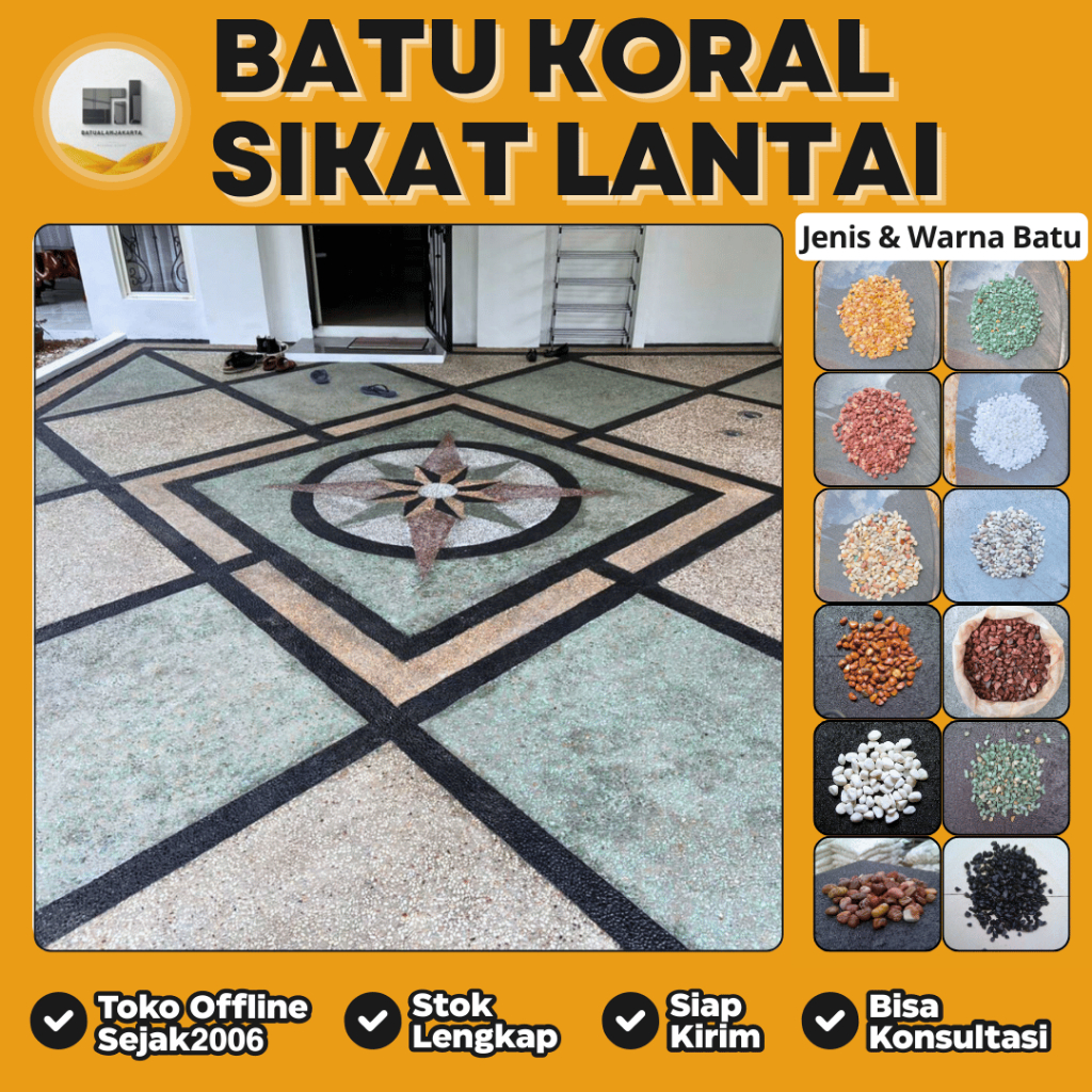 Batu Koral Sikat Lantai Carport, Garasi, Hias, Tabur Dekorasi Taman