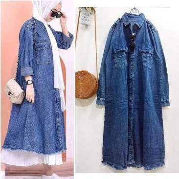 Fashion Muslim. Tunik Jeans. Baju Jeans Wanita. Pakaian Wanita. Aurora Tunik