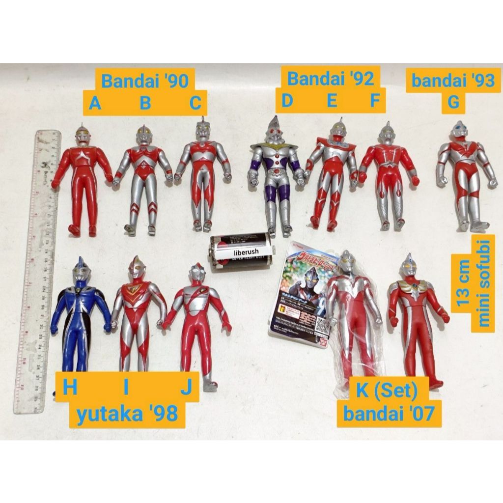 Set Vintage Mini sofubi 13 cm yutaka bandai ultraman 80 ace king chuck scott great powered agul gaia