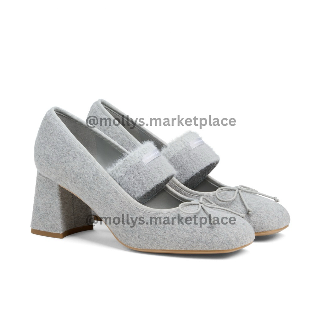 CHARLES AND KEITH HEELS IN LIGHT GREY 6.5cm