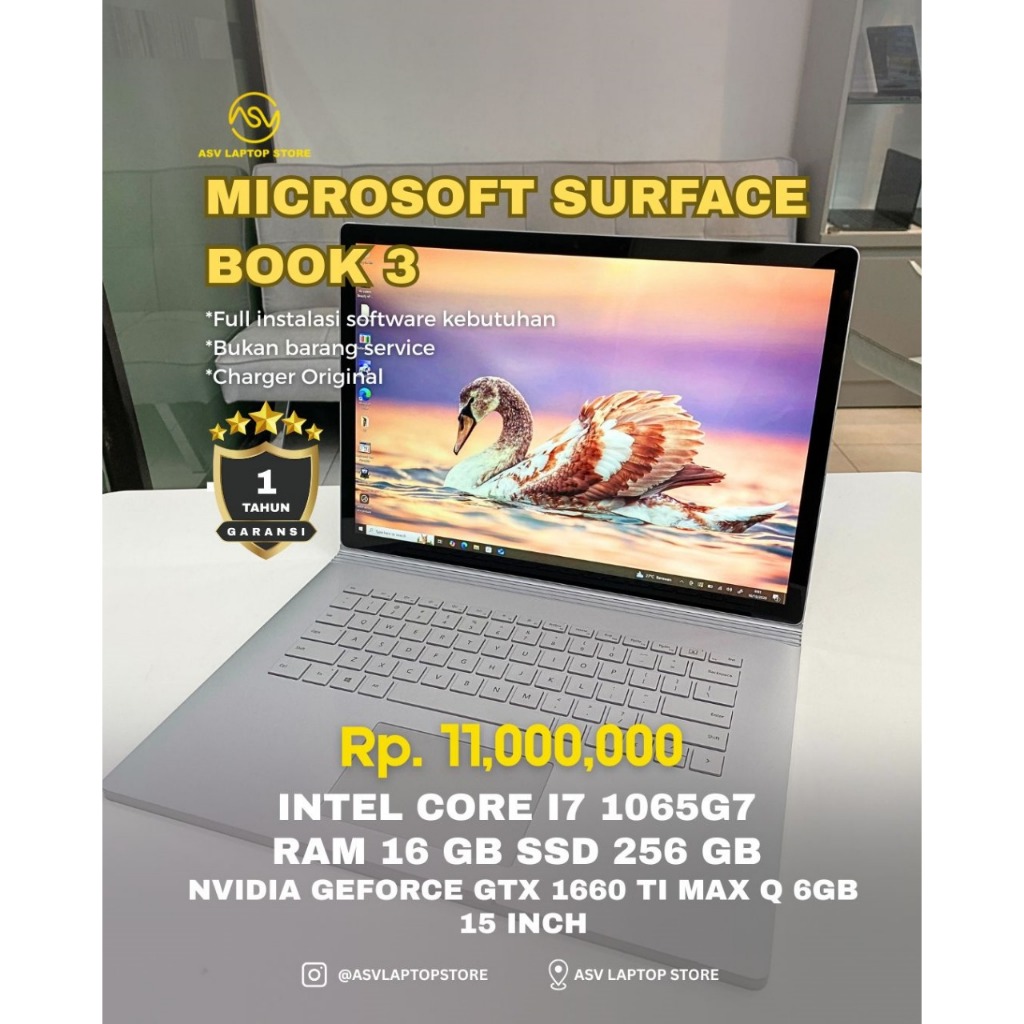MICROSOFT SURFACE BOOK 3 CORE  I7 1065G7 NVIDIA GEFORCE GTX 1660TI MAX Q 4GB RAM 16GB SSD 256 LAPTOP