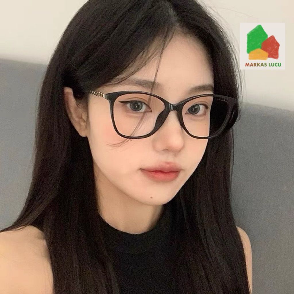Free Box frame kacamata optik lensa normal kacamata petak rantai kacamata minus plus rabun jauh anti