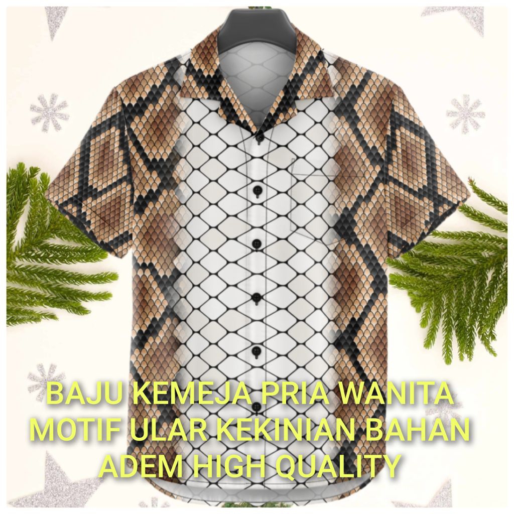 BAJU KEMEJA PRIA WANITA MOTIF ULAR KEKINIAN BAHAN ADEM HIGH QUALITY