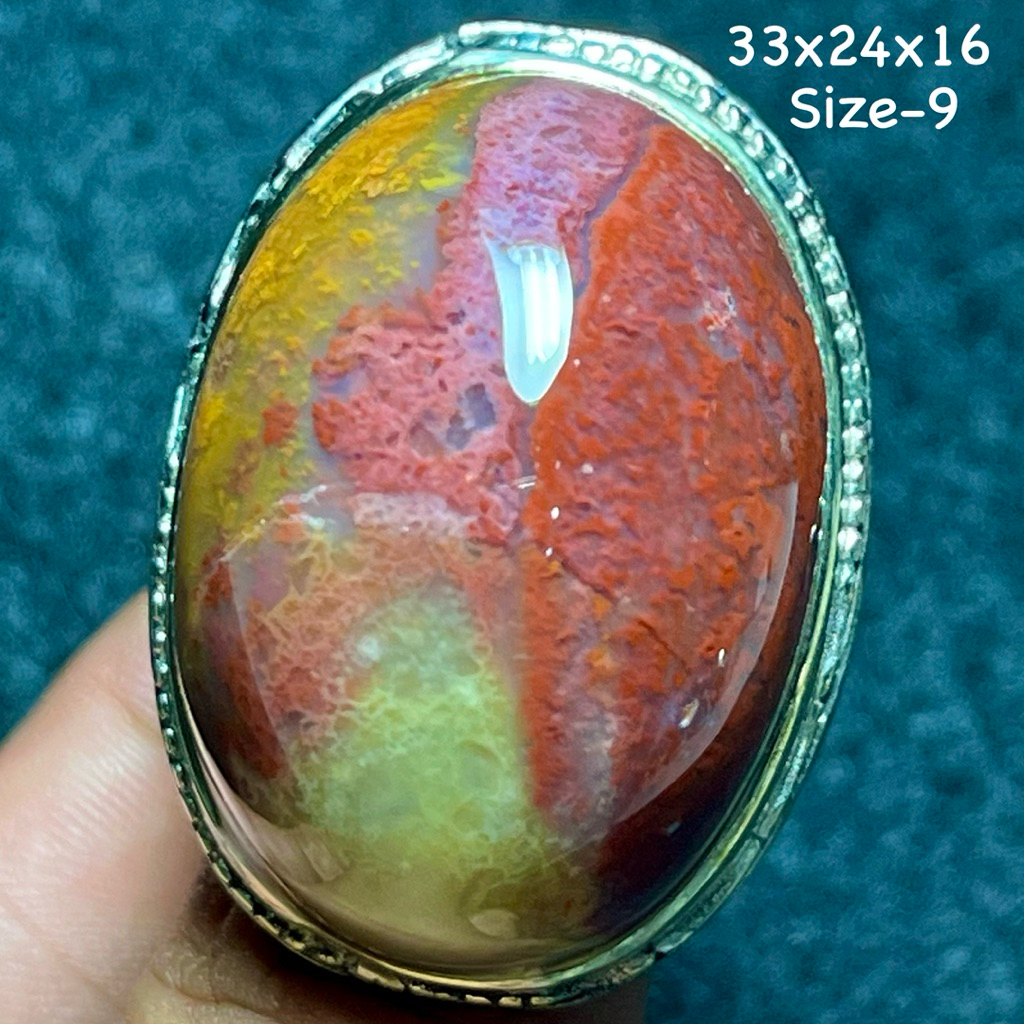 Cincin Batu Akik Natural Garut Pancawarna Jumbo Jenong (Asli Alam)