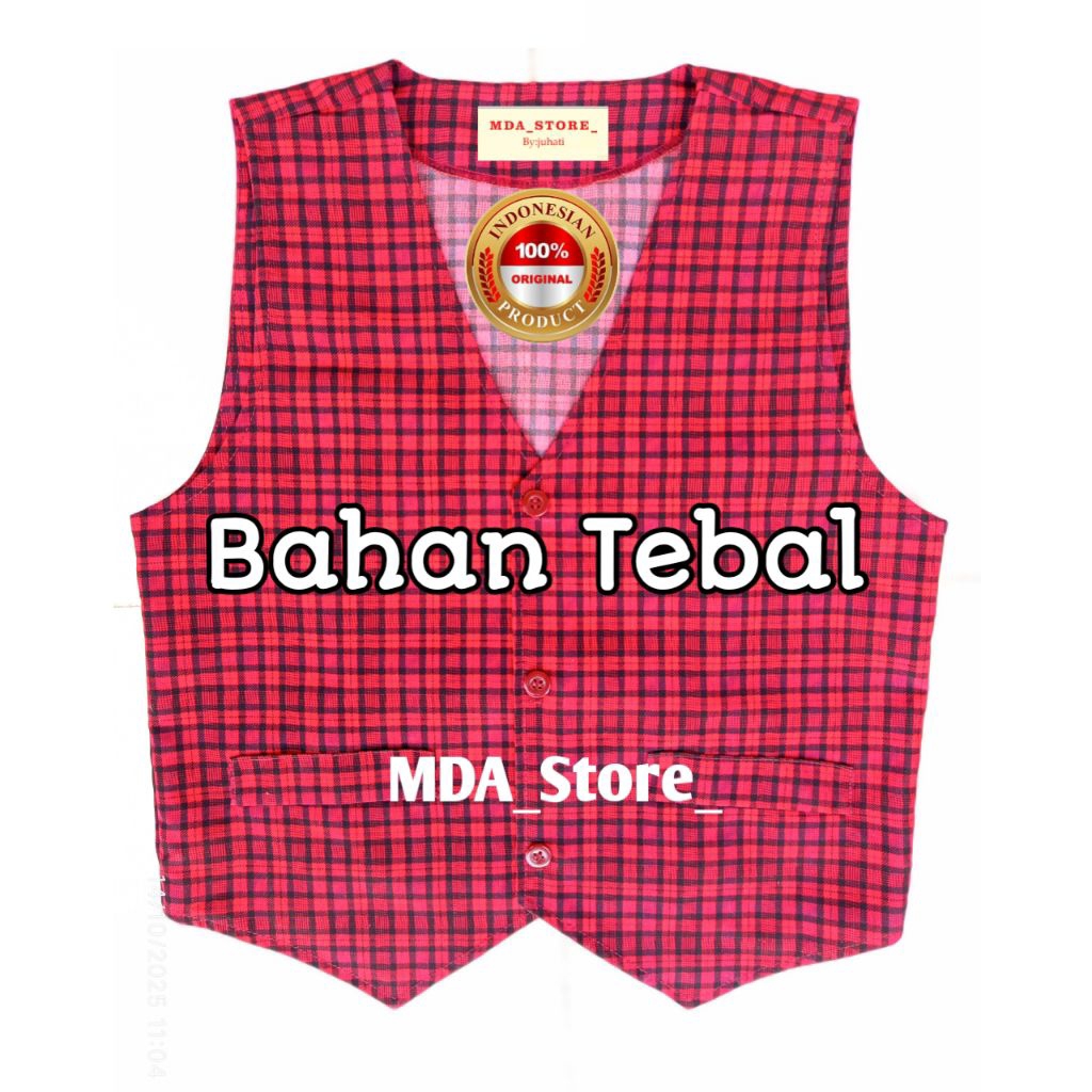 Rompi Seragam anak SD/MI/PAUD warna merah kotak kotak