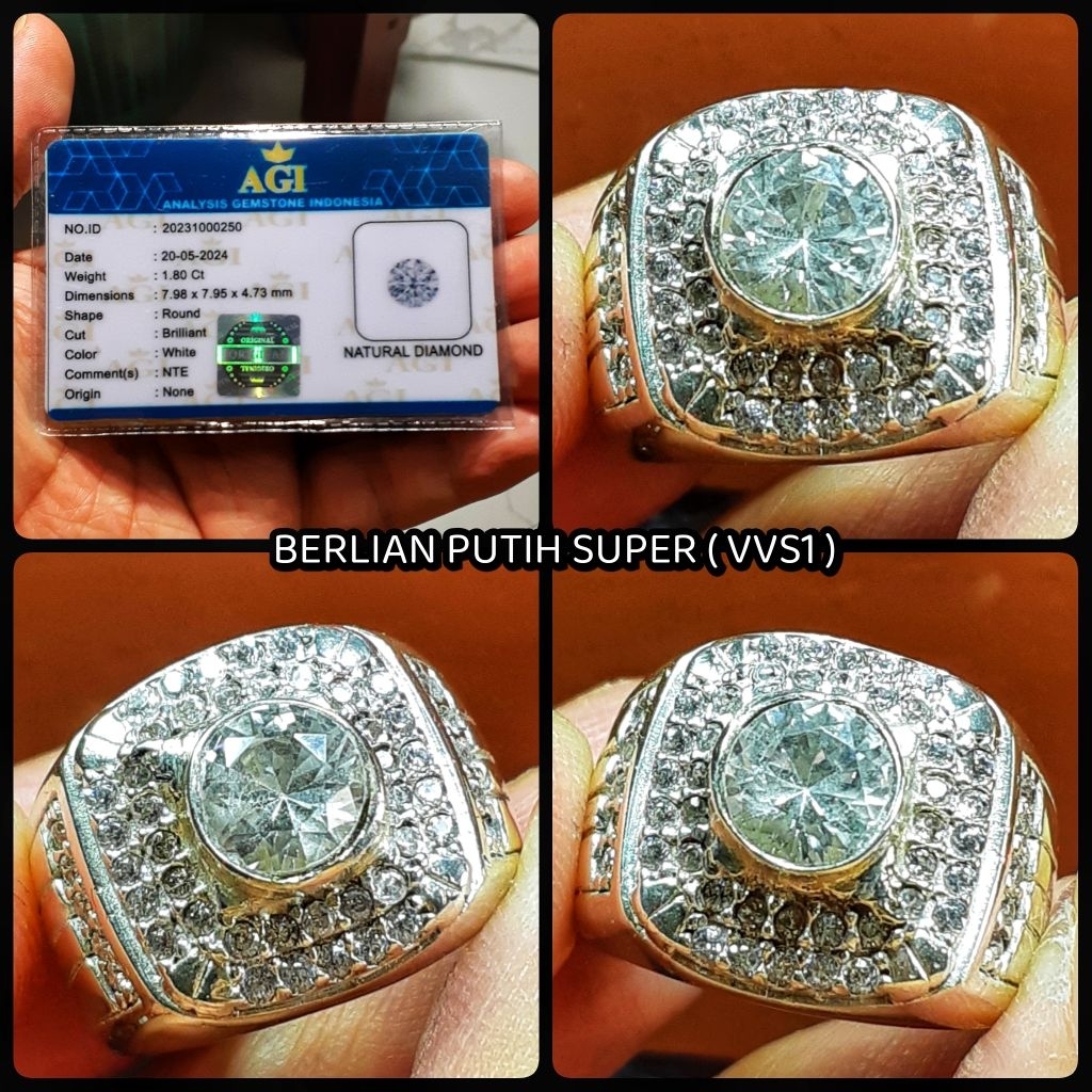 original batu permata berlian putih HQ ( VVS1 ) + memo lab id card