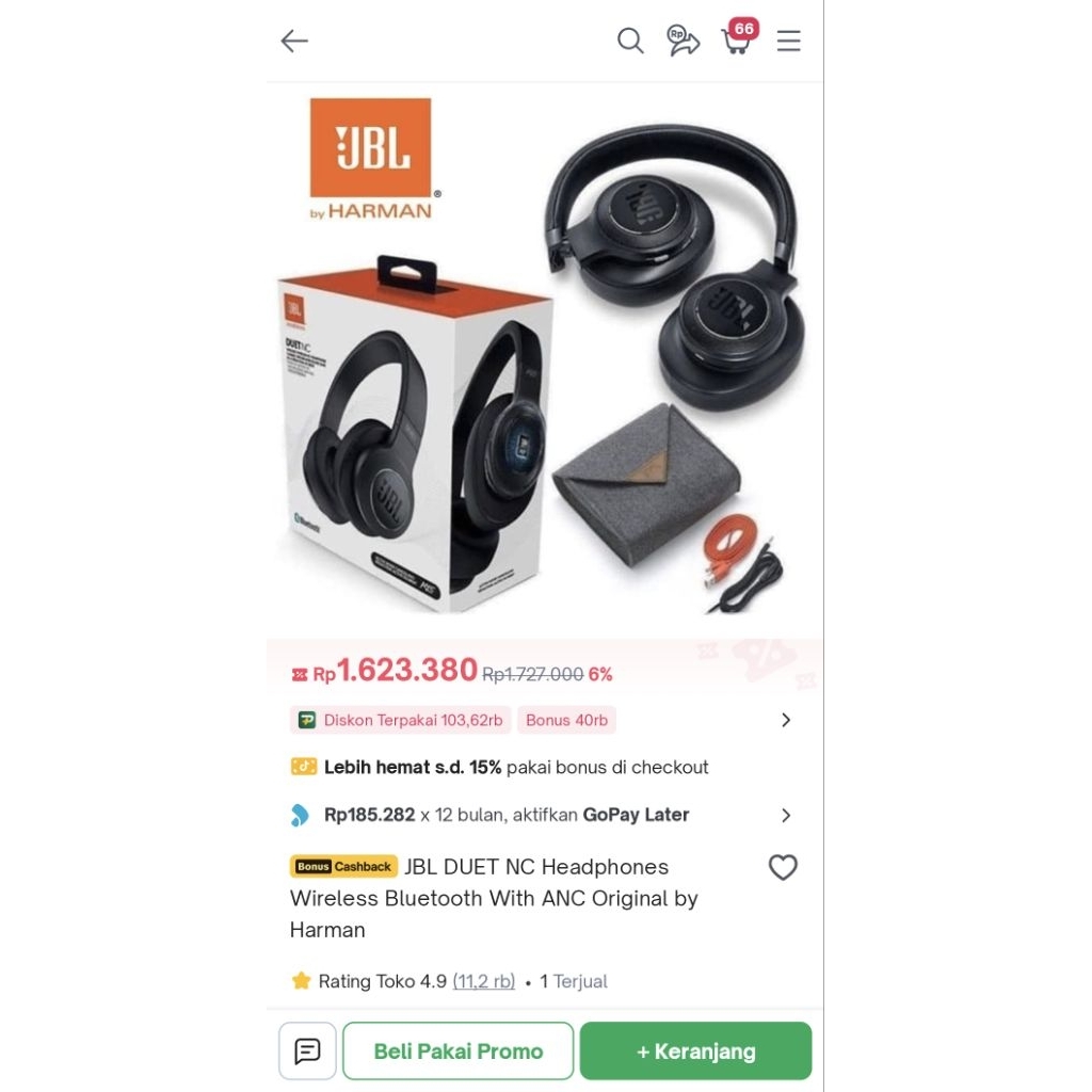 JBL DUET NC Headphones Wireless Bluetooth With ANC Original by HarmanDeskripsi JBL DUET NC Headphone