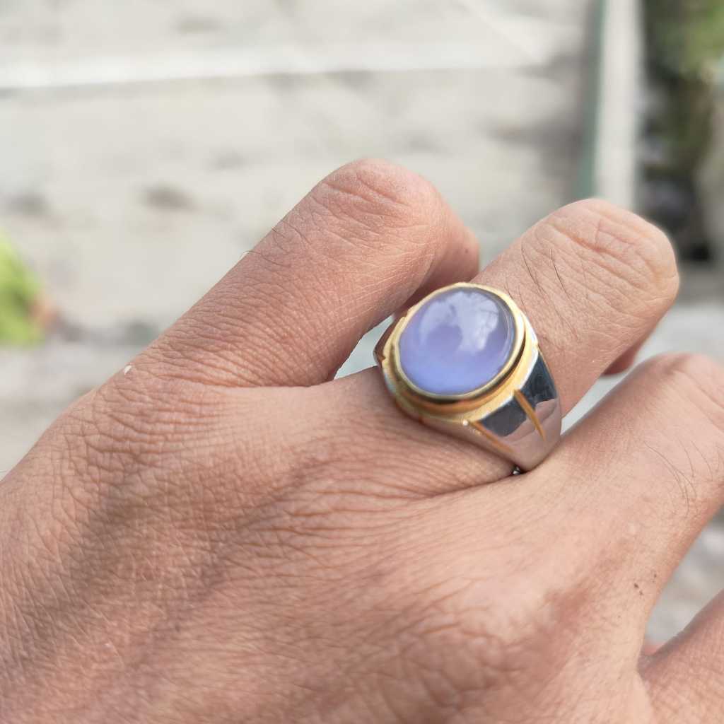 Cincin Giok Asli Burma Jadeite Ring 8 Titanium dimensi 12x10x6 mm kode CG15