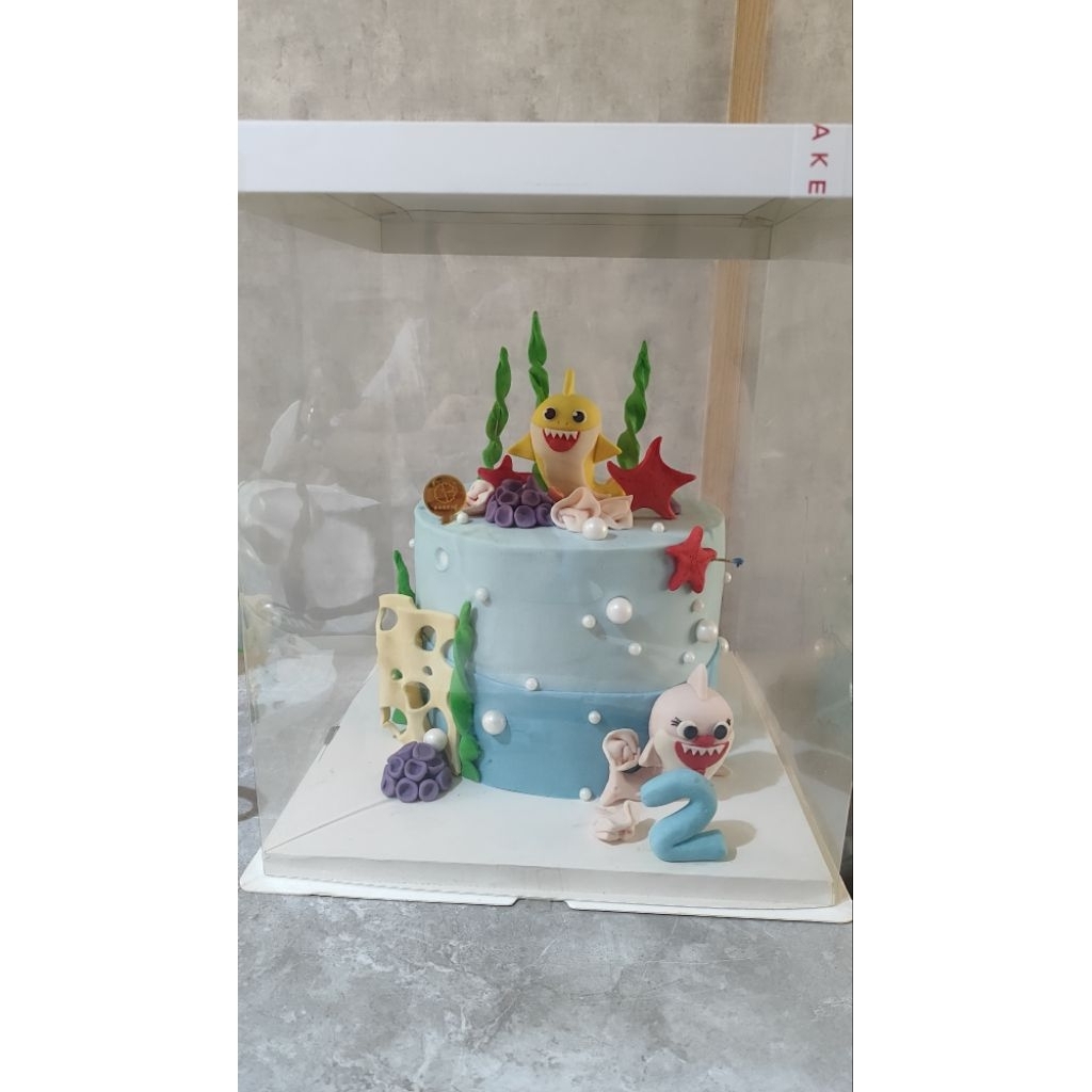 PRELOVED AREA SURABAYA SAJA CAKE TART GABUS BABY SHARK /  KUE ULANG TAHUN BABY SHARK GABUS DUMMY