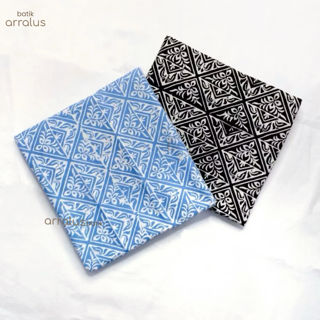 Batik Arralus - Kain Batik Cap Original Handmade Motif Bunga Segitiga - Batik Cantik Terbaru - Ukura