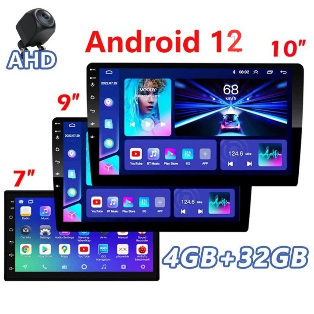 Android 4g+32g Ips Screen Head Unit 7,9,10  Inch Car Android 12 Navigasi Untuk Toyota Daihatsu Mitsu