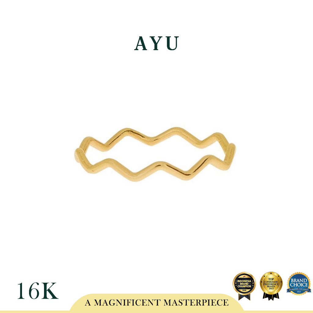 AYU Cincin Emas -  Gold Wave Stack 16k Yellow Gold