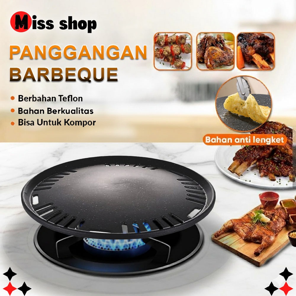 (MS)Panggangan BBQ 30cm Grill Pan Panggangan Bulat Anti Lengket Lapisan Teflon