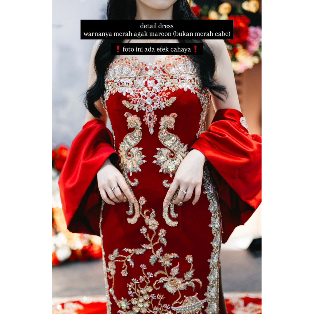 second Dress Sangjit Cheongsam Qipao with Cape(Jubah) modern terkini dress fluffy gaun pesta gaun sa