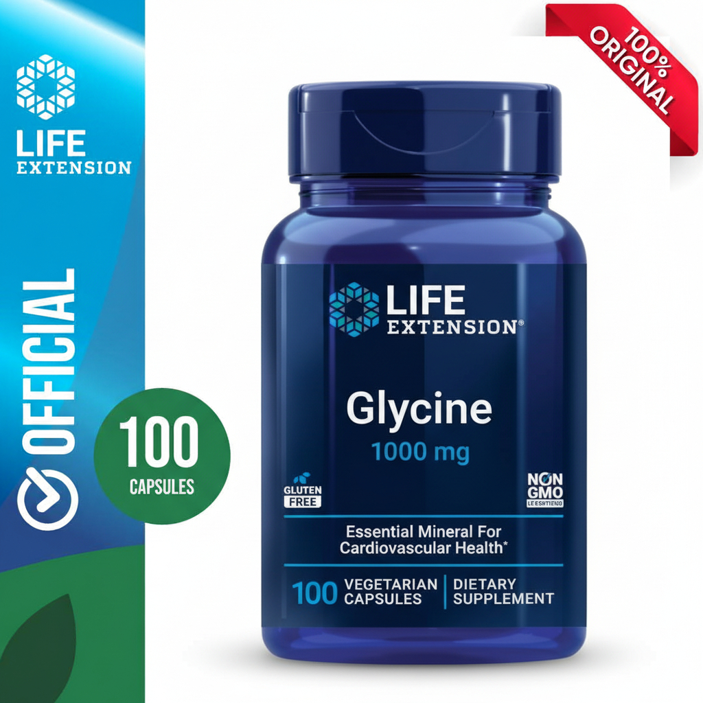 Suplemen Glisin 1000 Mg 100 Kapsul Asam Amino untuk Mendukung Tidur Sehat